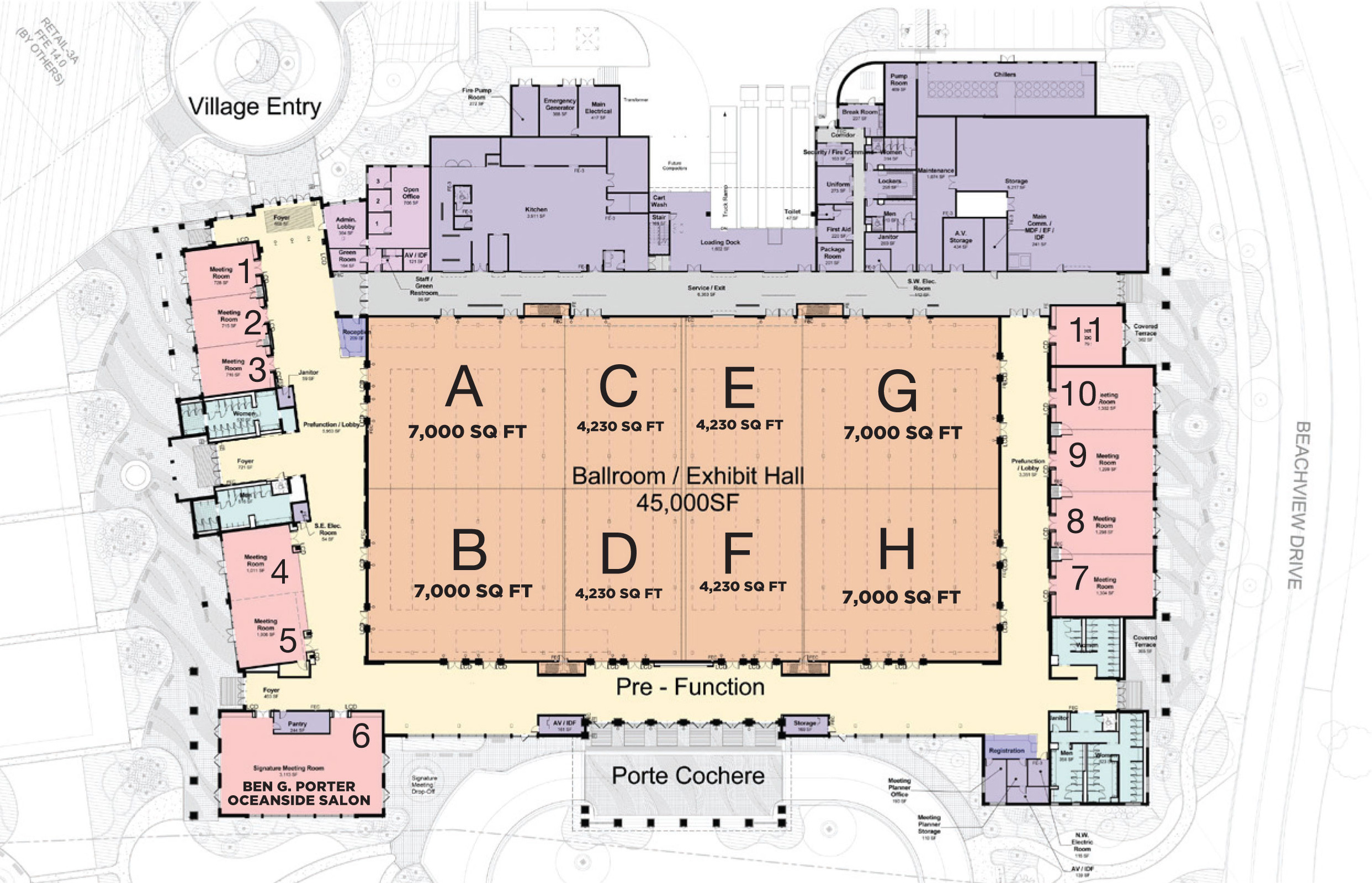 Building floorplan of the Jekyll Island Convention Center